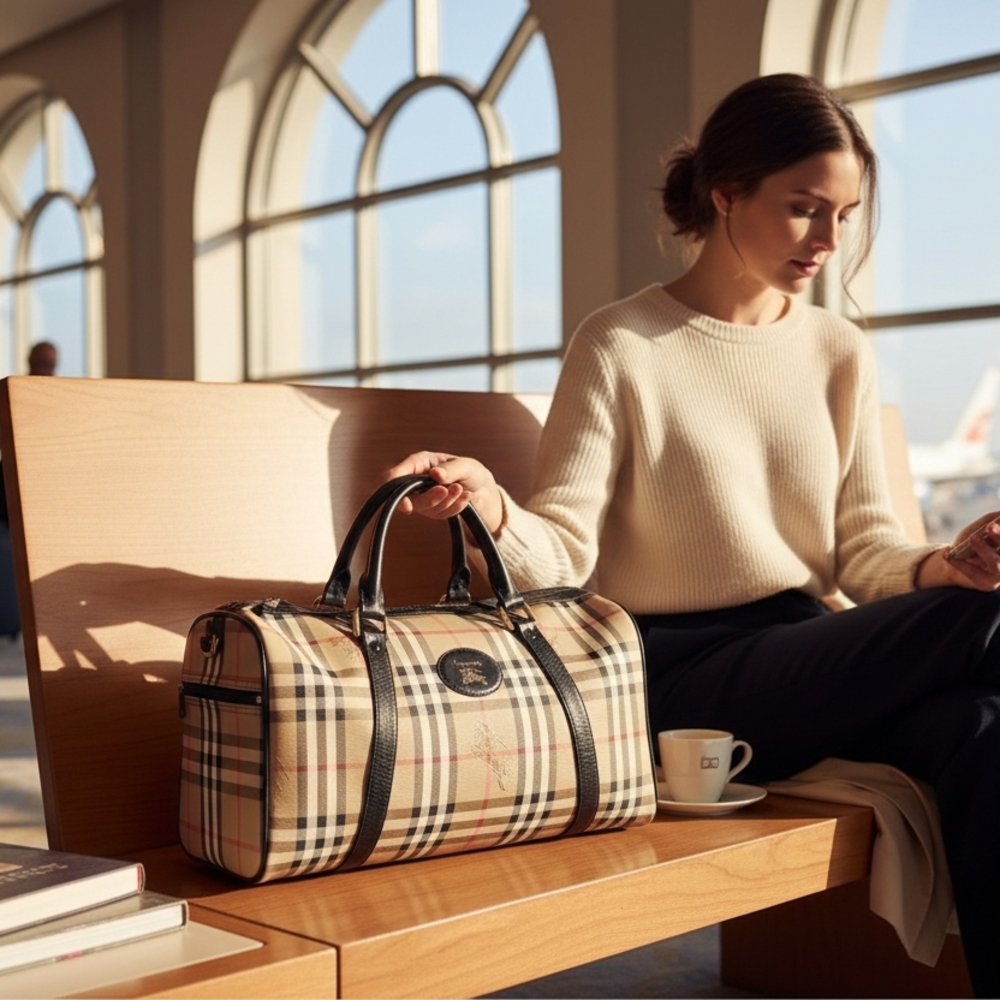 Plaid Women's Bag with Black Accents